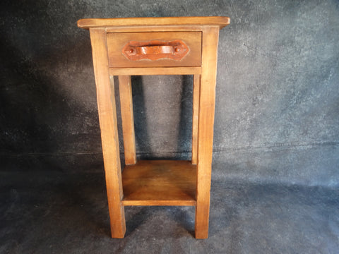 Monterey Side Table/Bedside Table In Smokey Maple w Orange Hardware F2352