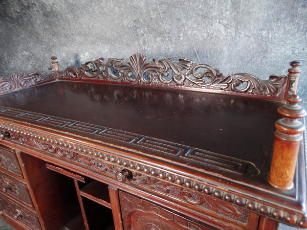 Small Hand-carved Teak Chinese Display Chest or Cabinet With Shelves and Drawers 19th Century F2365
