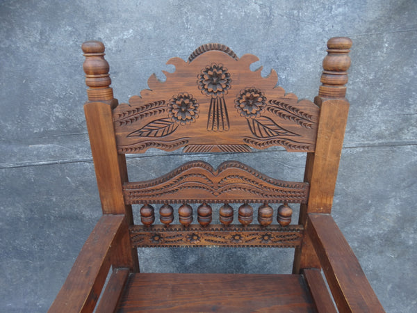 Mexican Handcarved Hacienda Chair 1950s F2380