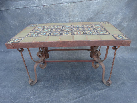California Tile top Table - 45 S & S Tiles, Wrought Iron Base c 1930 F2382
