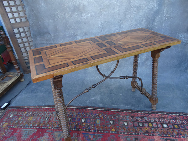Spanish Revival Entry Table with Marquetry Top F2393
