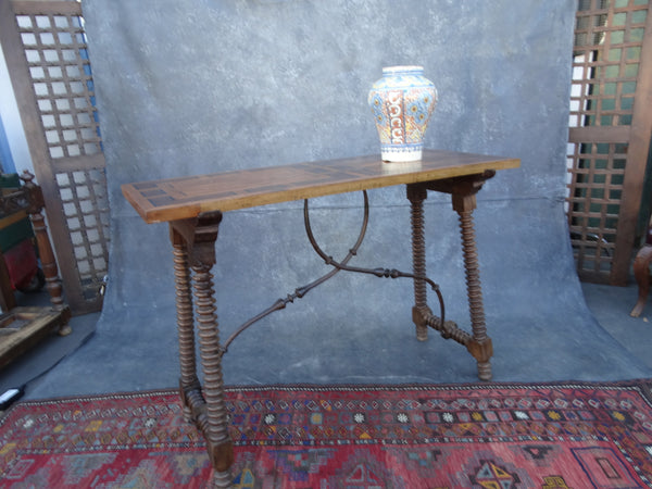 Spanish Revival Entry Table with Marquetry Top F2393