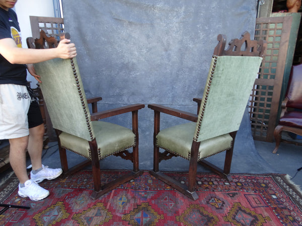 Pair of Spanish Revival Tall Back Chairs 1920s F2394