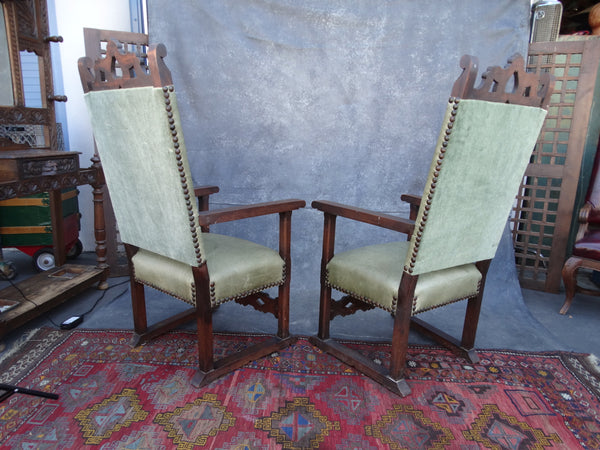 Pair of Spanish Revival Tall Back Chairs 1920s F2394