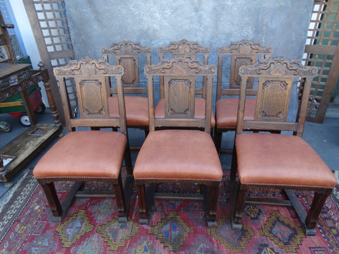 Set of 6 Portuguese Dining Chairs - Early 20th Century F2396