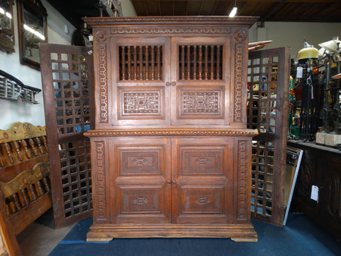 Spanish Revival Hand-Carved Hutch from the Wrigley Estate F2399