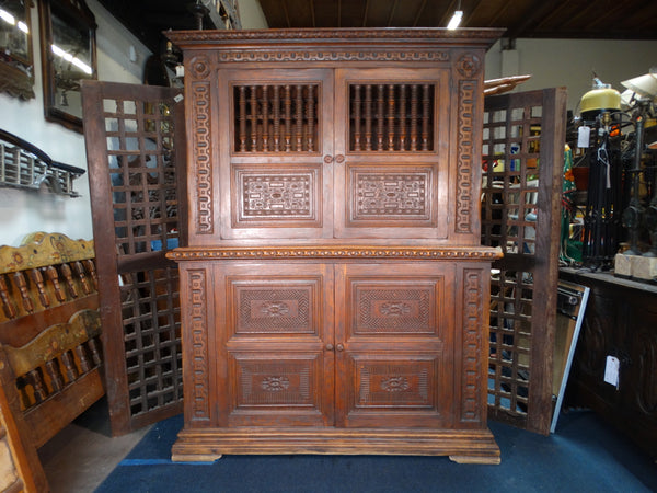 Spanish Revival Hand-Carved Hutch from the Wrigley Estate F2399