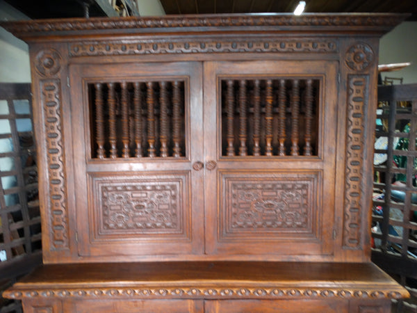 Spanish Revival Hand-Carved Hutch from the Wrigley Estate F2399