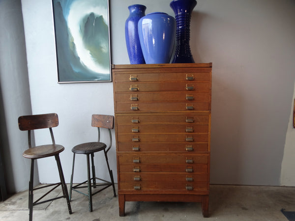 Yawman & Erbe Mfg. Co. Oak Flat File Cabinet F2418