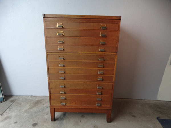 Yawman & Erbe Mfg. Co. Oak Flat File Cabinet F2418