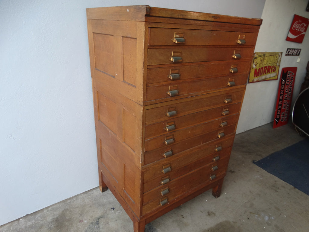 Yawman & Erbe Mfg. Co. Oak Flat File Cabinet F2418 – Early