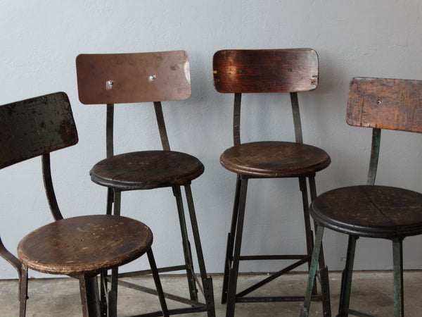 Set of 4 Industrial 1930s Stools F2419