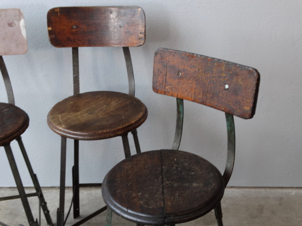 Set of 4 Industrial 1930s Stools F2419