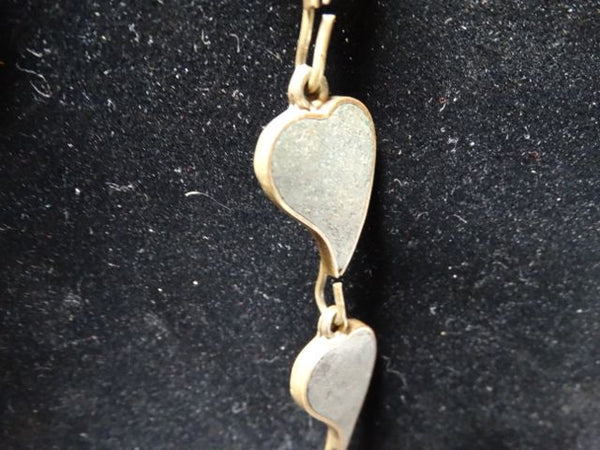 Mexican Hearts: Brass and Ground Jade Necklace