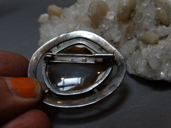 Modern Agate Silver Pin by Spiro 1960s