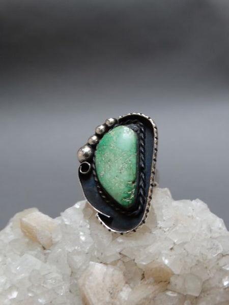 Native American Silver and Turquoise Ring Size 6.5