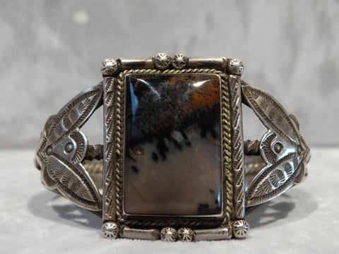Navajo Silver Cuff with Blood Agate stone