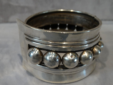 Mexican Taxco Sterling Cuff with Spring Hinge