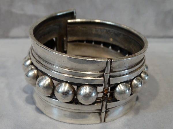 Mexican Taxco Sterling Cuff with Spring Hinge