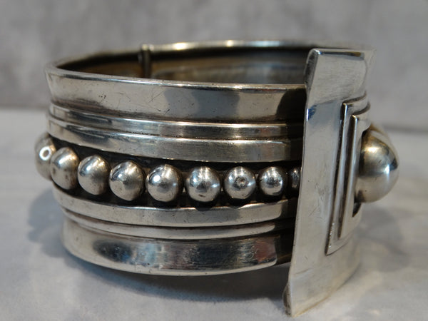 Mexican Taxco Sterling Cuff with Spring Hinge