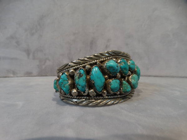 Navajo Multi-stone turquoise and silver cuff