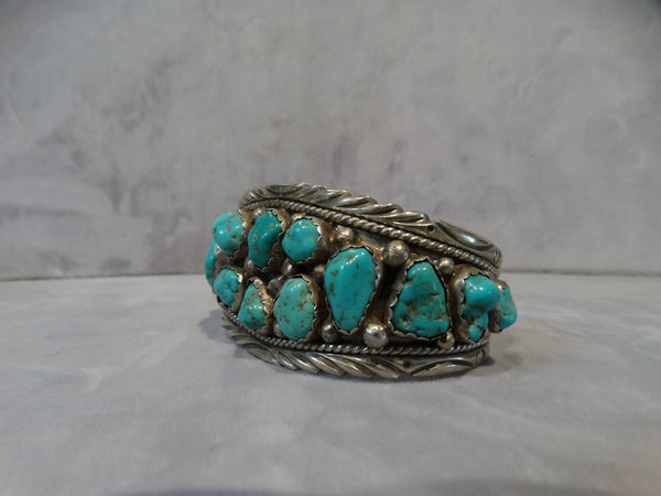Navajo Multi-stone turquoise and silver cuff