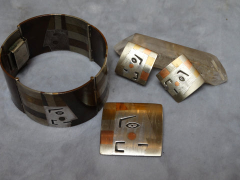 Mexican Mid-Century Modernist Mixed Metals Suite