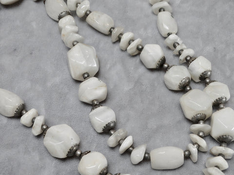 Mexican Onyx and Silver Bead Necklace c 1950