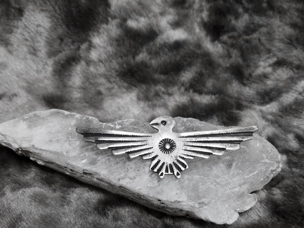 Harvey House Navajo Silver Thunderbird Pin