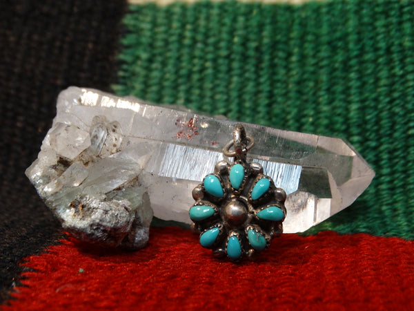 Zuni Silver and Turquoise Single Stone Mini-Pendant