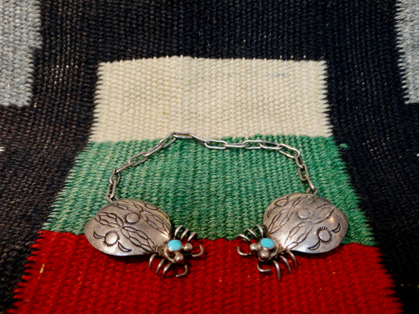 Navajo Silver and Turquoise Sweater Fasterner Clip