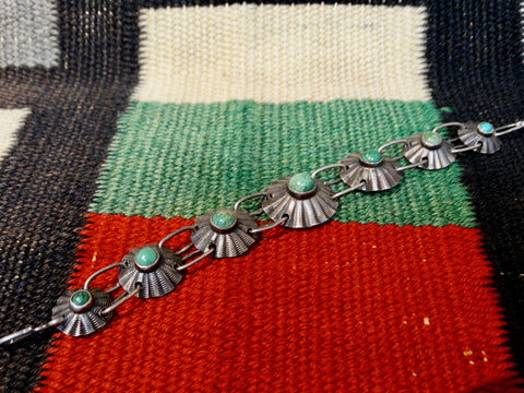 Navajo Silver and Turquoise 7-Stone Bracelet