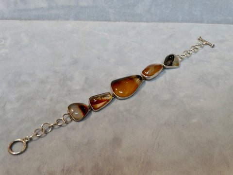 Mexican Mid-Century Modern Amber and Silver Bracelet