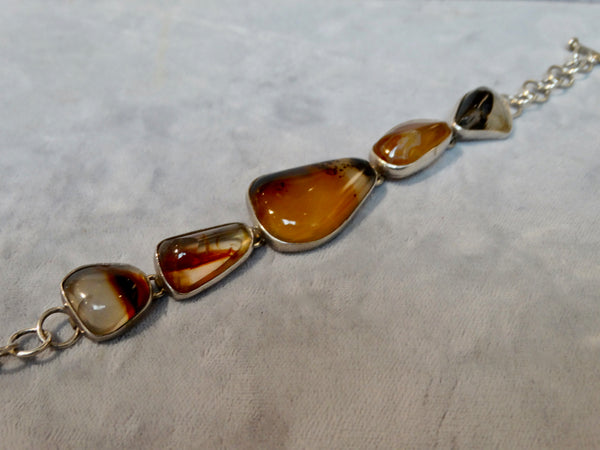 Mexican Mid-Century Modern Amber and Silver Bracelet