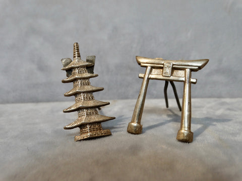 Silver Chinese Menu/Place Card Stands/Holders late 19th Century