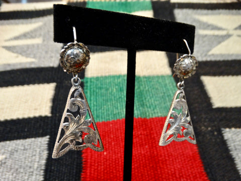 Mexican Silver Western Motif Earrings