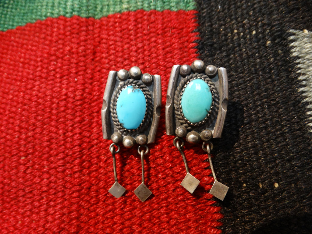 Navajo Classic Silver and Turquoise Earrings