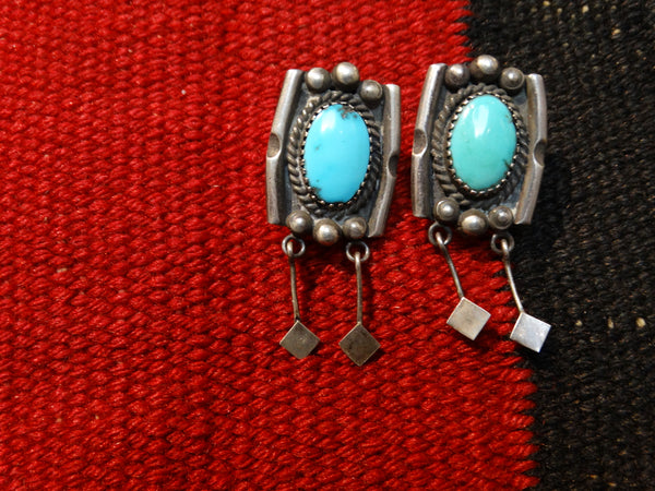 Navajo Classic Silver and Turquoise Earrings