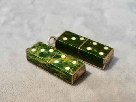 Mexican Silver and Jade Dominoes Earrings