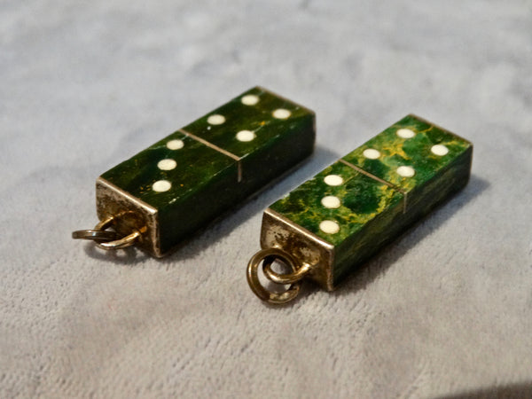 Mexican Silver and Jade Dominoes Earrings