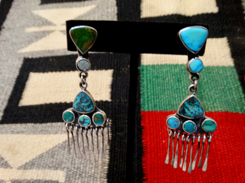 Frederico Navajo-Style Turquoise & Silver Custom Earrings