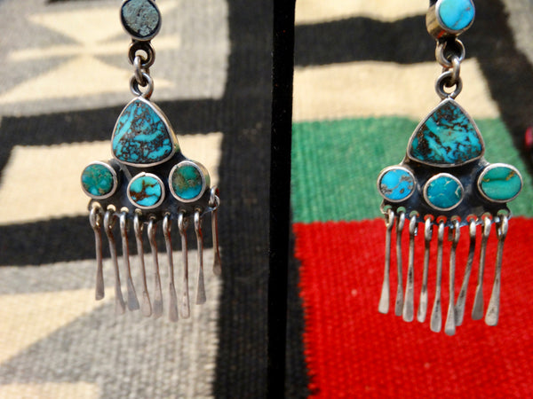 Frederico Navajo-Style Turquoise & Silver Custom Earrings
