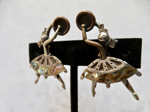 Mexican Silver and Abalone Dancer Earrings