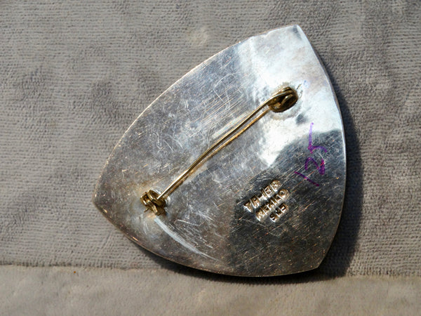Mexican Mid-Century Modern Silver, Brass & Ebony Earrings