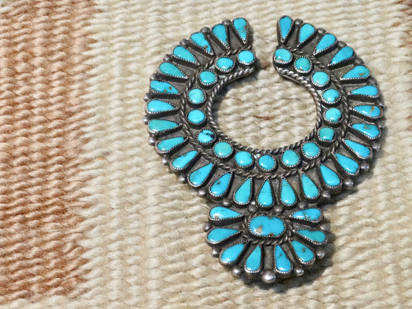 Zuni Silver and Turquoise Pendant Pin