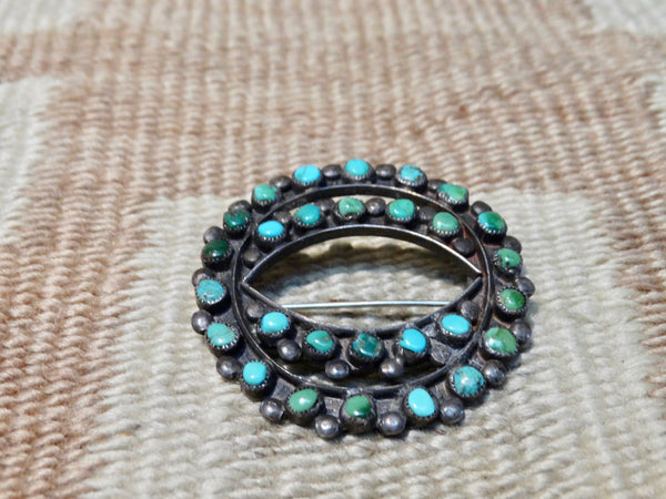 Zuni Silver and Turquoise Eye Pin