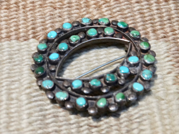 Zuni Silver and Turquoise Eye Pin