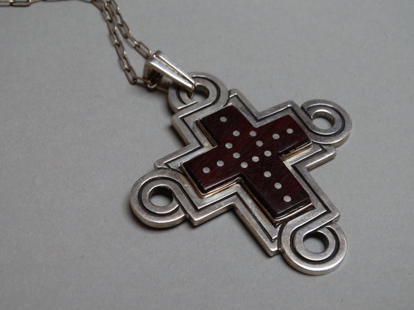 Mexican Silver and Rosewood Cross