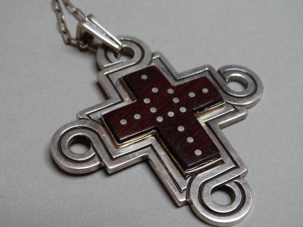 Mexican Silver and Rosewood Cross