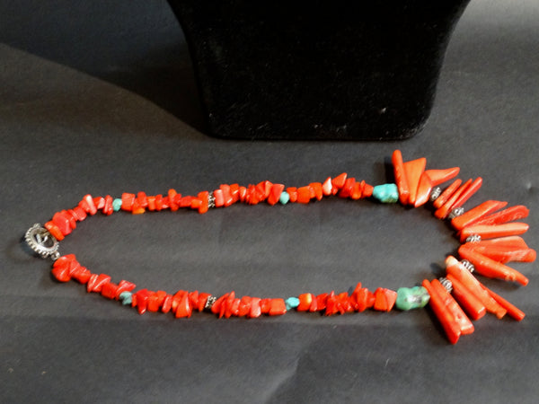 Navajo Coral and Turquoise Necklace